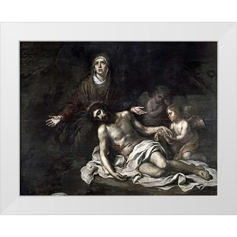 Pieta White Modern Wood Framed Art Print by Murillo, Bartolome Esteban
