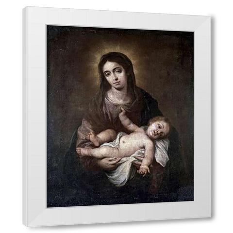 Virgin and Child #1 White Modern Wood Framed Art Print by Murillo, Bartolome Esteban