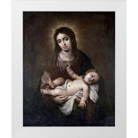 Virgin and Child #1 White Modern Wood Framed Art Print by Murillo, Bartolome Esteban