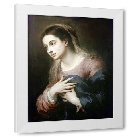 Virgin of The Annunciation White Modern Wood Framed Art Print by Murillo, Bartolome Esteban