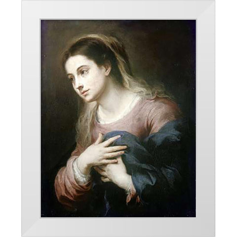 Virgin of The Annunciation White Modern Wood Framed Art Print by Murillo, Bartolome Esteban