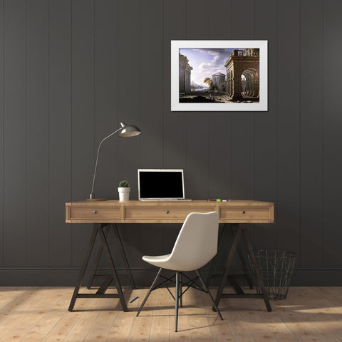 Architectural Study White Modern Wood Framed Art Print by Panini, Giovanni Paolo