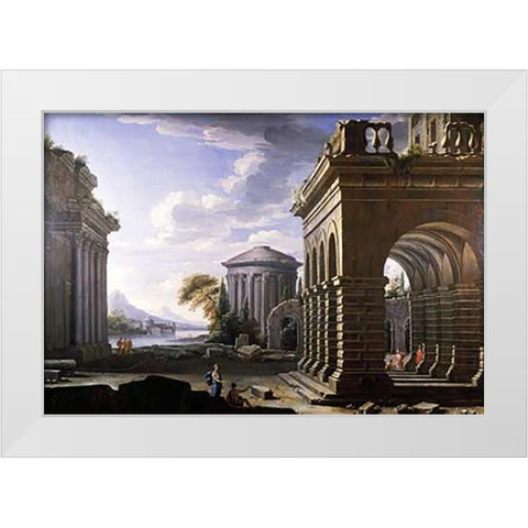 Architectural Study White Modern Wood Framed Art Print by Panini, Giovanni Paolo
