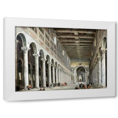 Interior of San Paolo Fuore Le Mure, Rome White Modern Wood Framed Art Print by Panini, Giovanni Paolo