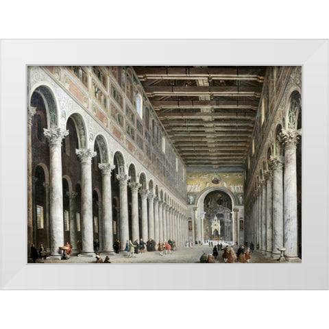 Interior of San Paolo Fuore Le Mure, Rome White Modern Wood Framed Art Print by Panini, Giovanni Paolo