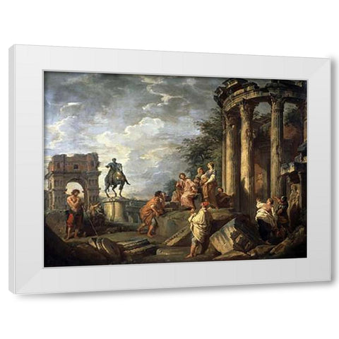 Ruins of Architecture White Modern Wood Framed Art Print by Panini, Giovanni Paolo