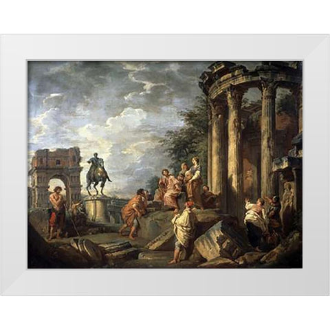 Ruins of Architecture White Modern Wood Framed Art Print by Panini, Giovanni Paolo