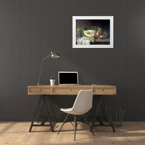 Still Life With Fruit White Modern Wood Framed Art Print by Peale, Charles Willson