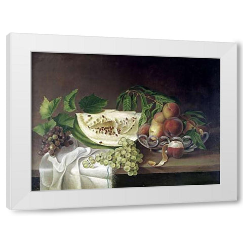 Still Life With Fruit White Modern Wood Framed Art Print by Peale, Charles Willson