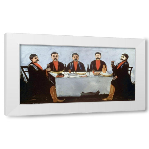 A Feast of Five Princes White Modern Wood Framed Art Print by Pirosmanasvili, Niko