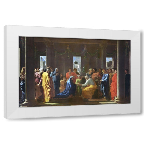 Marriage White Modern Wood Framed Art Print by Poussin, Nicolas