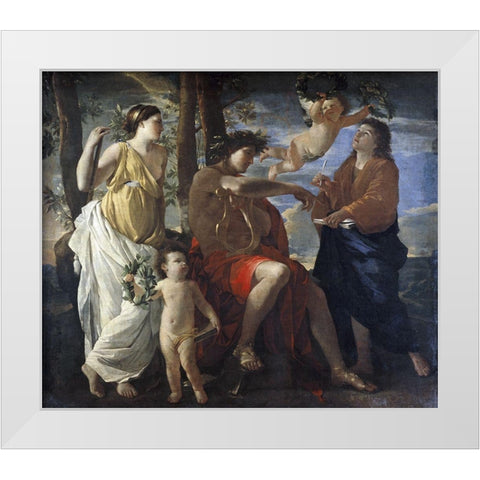 Poets Inspiration White Modern Wood Framed Art Print by Poussin, Nicolas