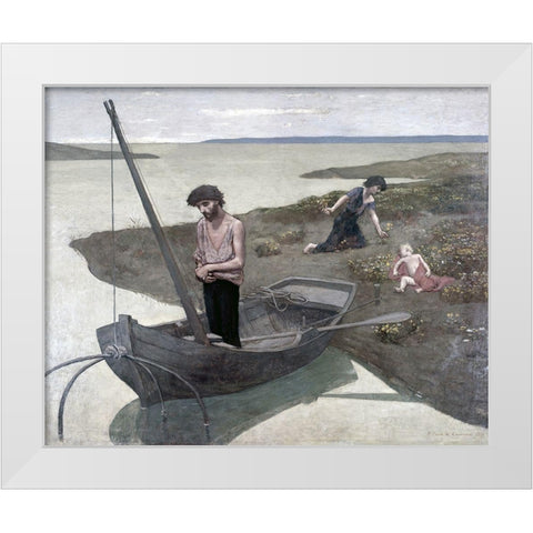 Poor Fisherman White Modern Wood Framed Art Print by Puvis de Chavannes, Pierre