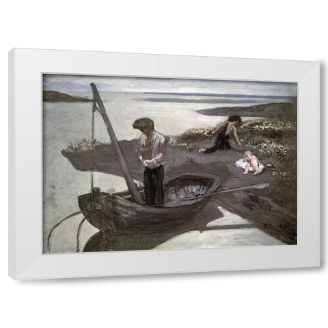Poor Fisherman (Sketch) White Modern Wood Framed Art Print by Puvis de Chavannes, Pierre