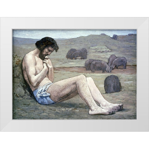 Prodigal Son White Modern Wood Framed Art Print by Puvis de Chavannes, Pierre