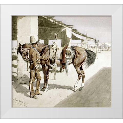 A Rural Guard - Mexico White Modern Wood Framed Art Print by Remington, Frederic