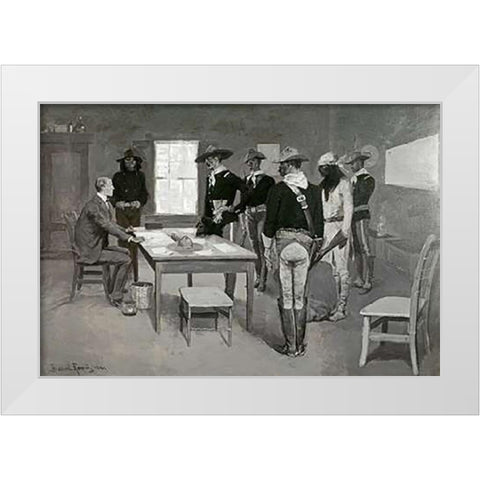 Apache Before The Indian Agency White Modern Wood Framed Art Print by Remington, Frederic