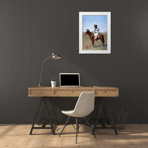 Blackfoot Indian White Modern Wood Framed Art Print by Remington, Frederic