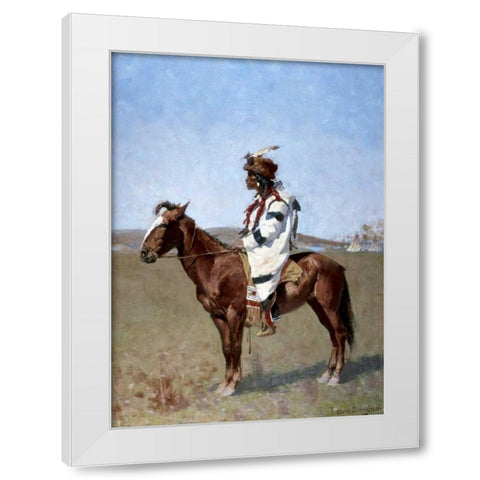 Blackfoot Indian White Modern Wood Framed Art Print by Remington, Frederic