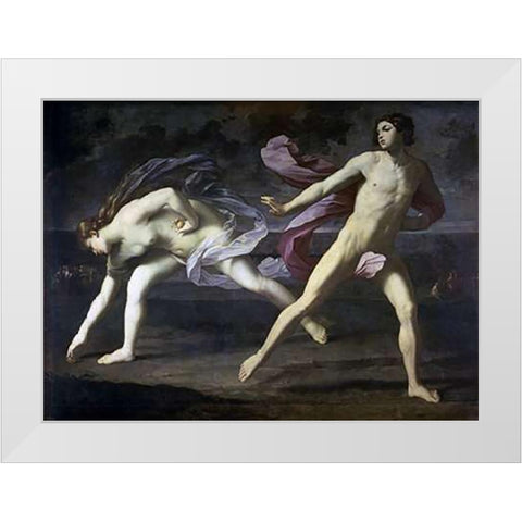 Atalanta and Hippomenes White Modern Wood Framed Art Print by Reni, Guido