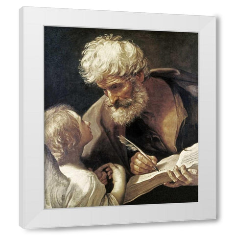 Saint Matthew White Modern Wood Framed Art Print by Reni, Guido