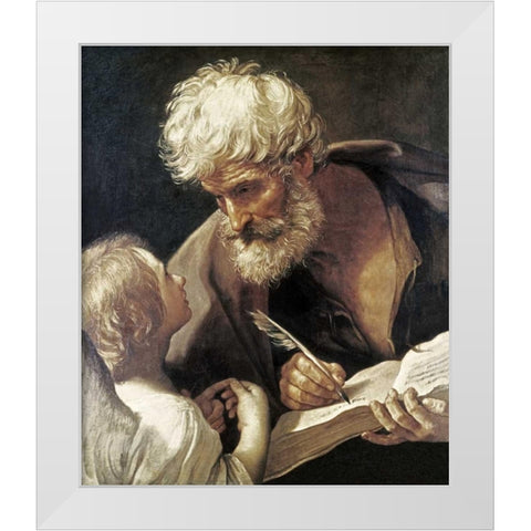 Saint Matthew White Modern Wood Framed Art Print by Reni, Guido
