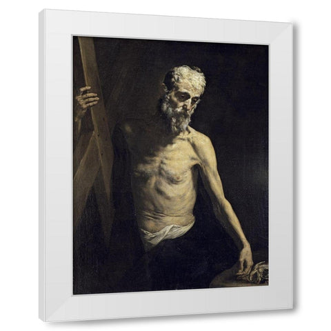 Saint Andrew The Apostle White Modern Wood Framed Art Print by Ribera, Jusepe de