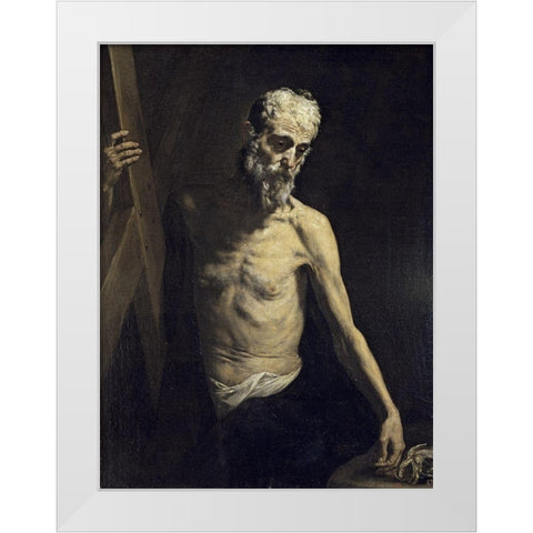 Saint Andrew The Apostle White Modern Wood Framed Art Print by Ribera, Jusepe de