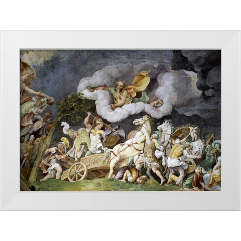 Diomede Uccide Tideo White Modern Wood Framed Art Print by Romano, Giulio