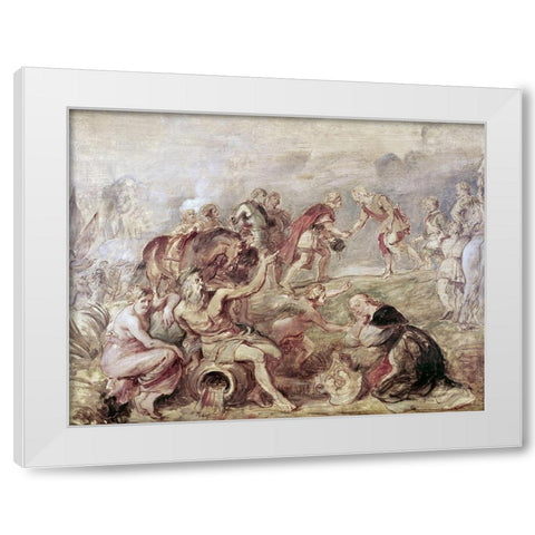 Meeting of The Two Ferdinands White Modern Wood Framed Art Print by Rubens, Peter Paul