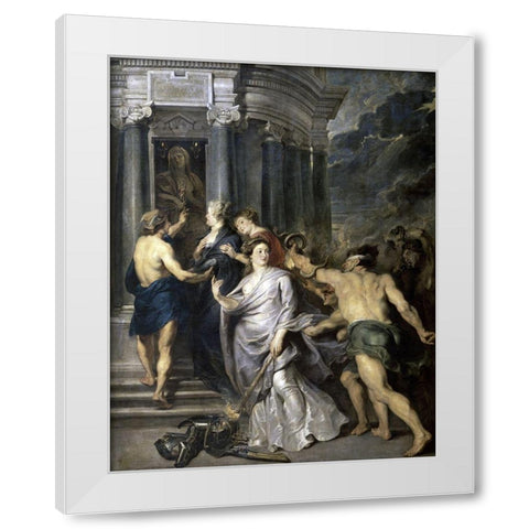 Peace of Angers (Life of Marie De Medici, Queen of France) White Modern Wood Framed Art Print by Rubens, Peter Paul