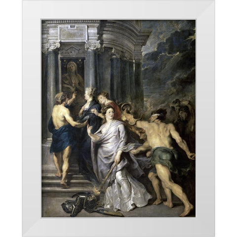 Peace of Angers (Life of Marie De Medici, Queen of France) White Modern Wood Framed Art Print by Rubens, Peter Paul