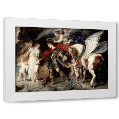 Perseus Liberating Andromeda White Modern Wood Framed Art Print by Rubens, Peter Paul