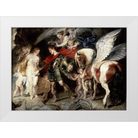 Perseus Liberating Andromeda White Modern Wood Framed Art Print by Rubens, Peter Paul
