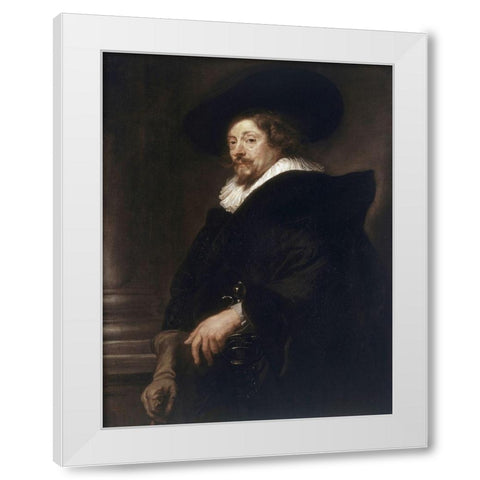 Self-Portrait White Modern Wood Framed Art Print by Rubens, Peter Paul