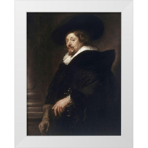 Self-Portrait White Modern Wood Framed Art Print by Rubens, Peter Paul