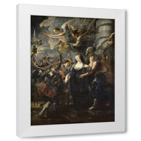 The Flight From Blois - Life of Marie de Medici, Queen of France White Modern Wood Framed Art Print by Rubens, Peter Paul