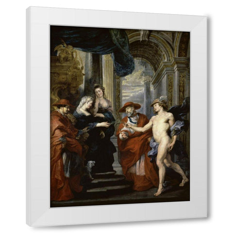 The Treaty of Angouleme (Life of Marie de Medici, Queen of France) White Modern Wood Framed Art Print by Rubens, Peter Paul