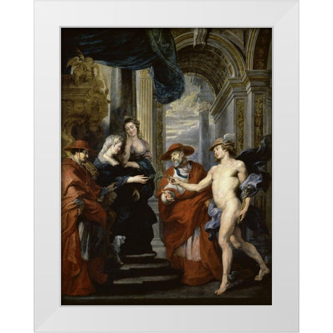 The Treaty of Angouleme (Life of Marie de Medici, Queen of France) White Modern Wood Framed Art Print by Rubens, Peter Paul