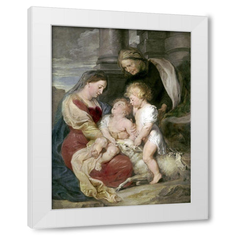 Virgin and Child With St. Elizabeth and St. John White Modern Wood Framed Art Print by Rubens, Peter Paul