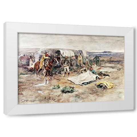Calling The Horses White Modern Wood Framed Art Print by Russell, Charles