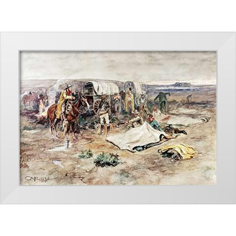 Calling The Horses White Modern Wood Framed Art Print by Russell, Charles