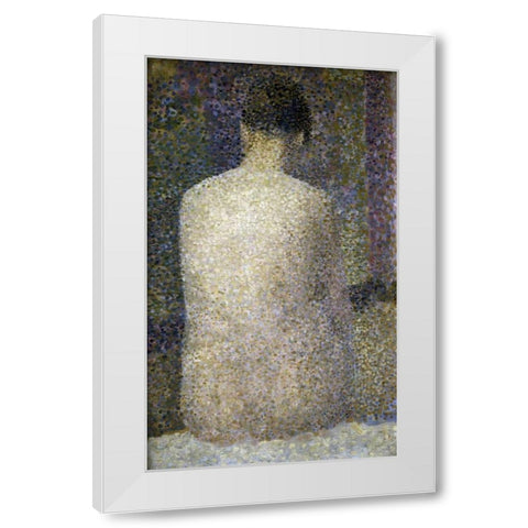 Pose From The Back White Modern Wood Framed Art Print by Seurat, Georges