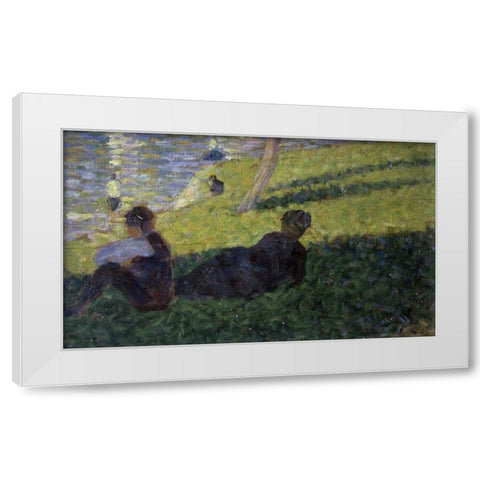 Study for A Sunday on La Grande Jatte I White Modern Wood Framed Art Print by Seurat, Georges