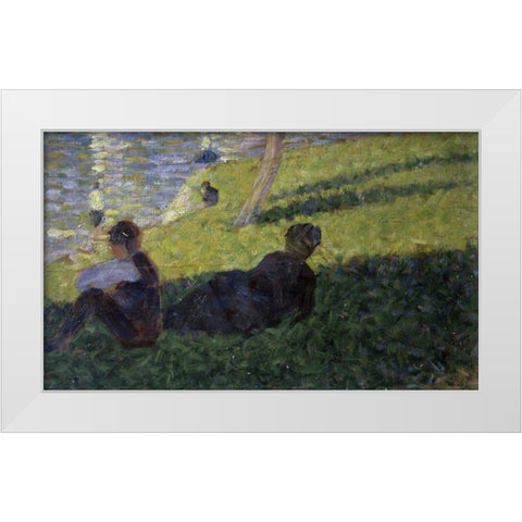 Study for A Sunday on La Grande Jatte I White Modern Wood Framed Art Print by Seurat, Georges