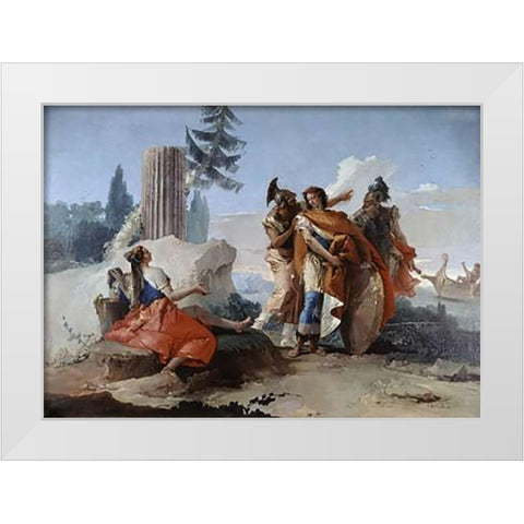 Armida Abandoned By Rinaldo White Modern Wood Framed Art Print by Tiepolo, Giovanni Battista