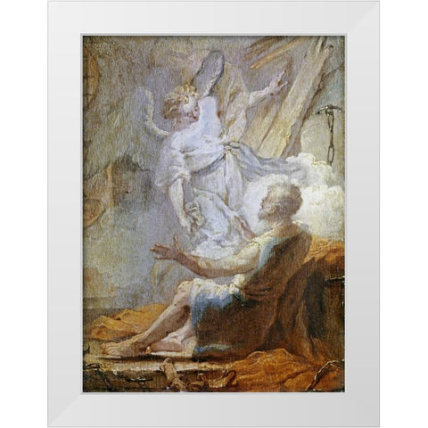 Liberation of Saint Peter White Modern Wood Framed Art Print by Tiepolo, Giovanni Battista