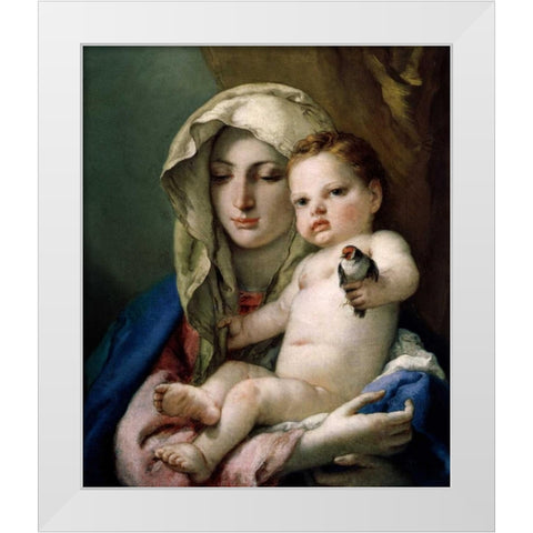 Madonna of the Goldfinch White Modern Wood Framed Art Print by Tiepolo, Giovanni Battista