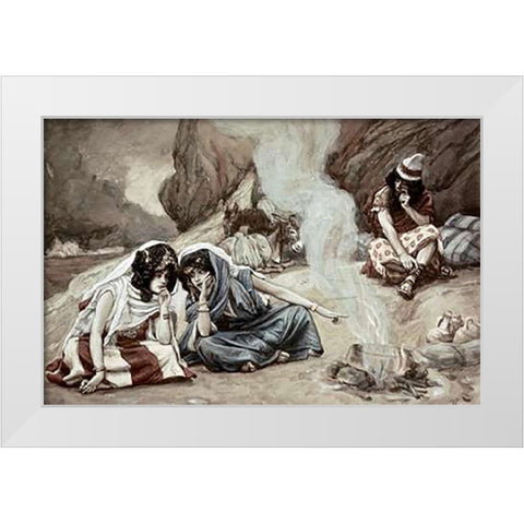 Daughters of Lot White Modern Wood Framed Art Print by Tissot, James