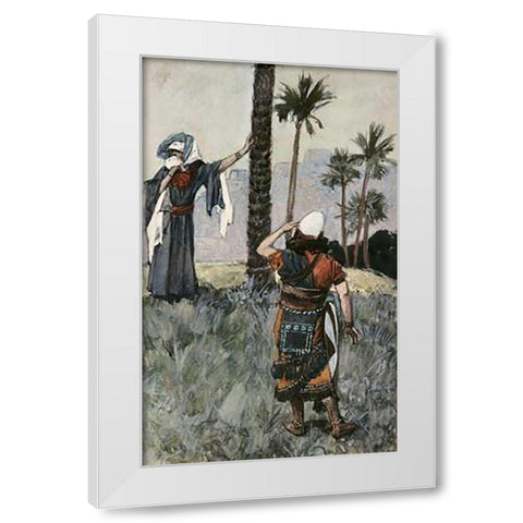 Deborah Beneath The Palm Tree White Modern Wood Framed Art Print by Tissot, James